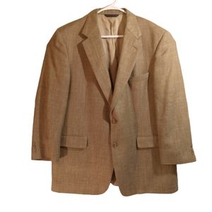 Brooks brothers sport coat blazer mens 44 silk wool linen blend tan made in USA